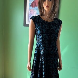 🩵🩵NWOT Danny & Nicole Elegant Black and Teal Midi Dress🩵🩵